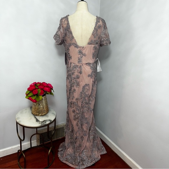 JS COLLECTION Pink Soutache Short Sleeve Full-Length Formal Dress / Gown - NWT - Picture 13 of 17